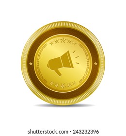 Speaker Phone Golden Vector Icon Button