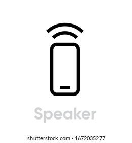 Speaker phone icon. Editable line vector. Modern smartphone and sound waves single pictogram.