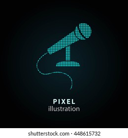 Speaker - pixel icon. Vector Illustration. Design logo element. Isolated on black background. It is easy to change to any color.
