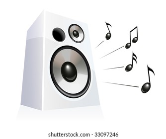 Música de reproducción de altavoces, ilustración vectorial