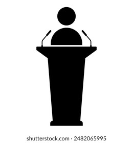 Speaker at podium icon symbol. vector illustration