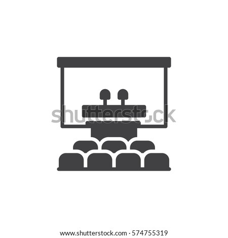 Speaker podium icon vector, filled flat sign, solid pictogram isolated on white. Conference room symbol, logo illustration