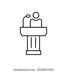 Speaker podium icon vector,simple flat black linear illustration for web and app..eps