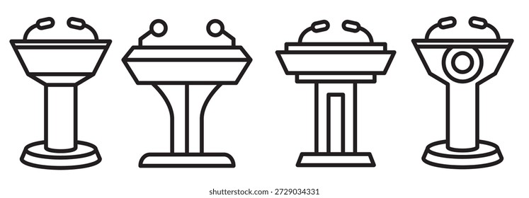 Lautsprecher Podium Linie Symbole Vektorgrafik