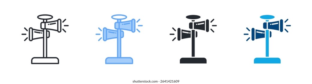 Speaker Pole Icon Set Multiple Style. Design In Outline, Blue, Glyph, Dualtone