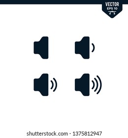 Speaker preferences icon collection in glyph style, solid color vector
