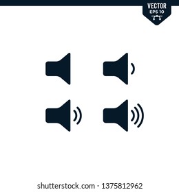 Speaker preferences icon collection in glyph style, solid color vector