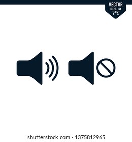 Speaker preferences icon collection in glyph style, solid color vector