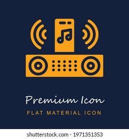 Speaker premium material ui ux isolated vector icon in navy blue and orange colors
