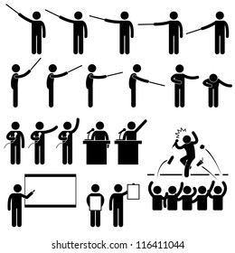 Speaker Presentation Teaching Speech Stick Figure Pictogram Icon