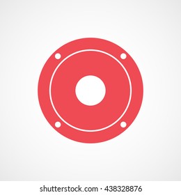 Speaker Red Flat Icon On White Background
