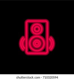 Speaker red glowing neon ui ux icon. Glowing sign logo vector