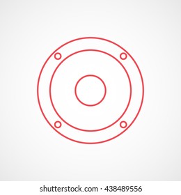 Speaker Red Line Icon On White Background