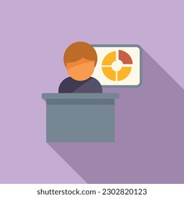 Speaker report icon flat vector. Business document. Finance file