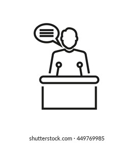 The speaker from a rostrum. Universal pic for business, politics, and so on. Used for Web and Mobile.