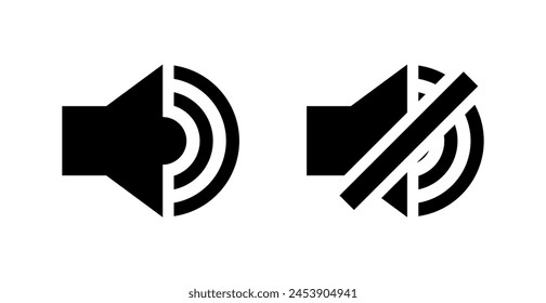 Speaker Set Icon. Sound Icon, audio mute, flat style vector Illustration