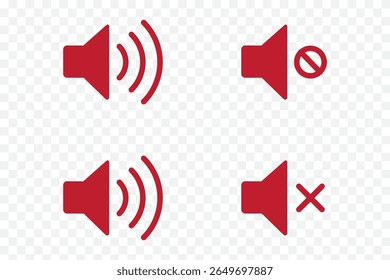 Speaker Set Icon. Sound Icon.  Essential Speaker Icons Set Volume, Mute, and More . eps 10 
