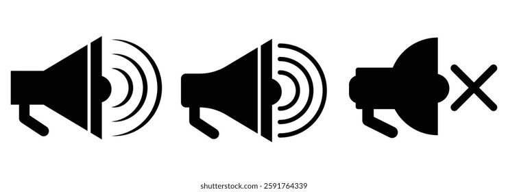 Speaker Set Icon. Sound Icon, Vector Illustration. speaker icon on off symbol. eps 888