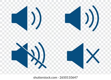 Speaker Set Icon. Sound Icon, Vector Illustration. Speaker mute and Unmute icon vector set.
