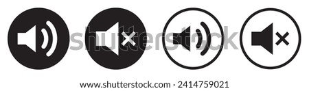 Speaker Set Icon. Sound Icon, Vector Illustration. Sound on off icon set . Speaker on and muted volume icons . 