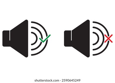 Speaker Set Icon.  Аn icon that increases and reduces the sound. Sound icon, volume symbol, speaker sign, audio control icon set.  1176