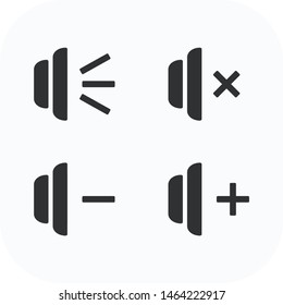 Speaker Set Icons. Volume, Mute, Increase, Decrease sound. Great for mobile app, web design, print materials, etc.