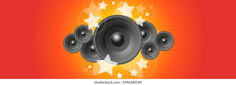 Speaker set on orange background