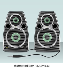 Speaker set of two with hexagon mesh front