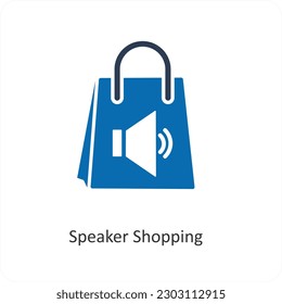 Concepto de icono de compras y compras para altavoces