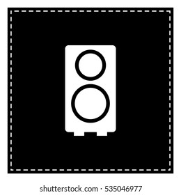 Speaker sign illustration. Black patch on white background. Isolated.