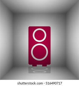 Speaker sign illustration. Bordo icon with shadow in the room.