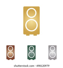 Speaker sign illustration. Metal icons on white backgound.