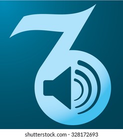 speaker silhouette with three waves in the musical note