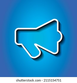 Speaker simple icon vector. Flat desing. White icon with shadow on blue background.ai
