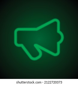 Speaker simple icon vector. Flat desing. Green neon on black background with green light.ai