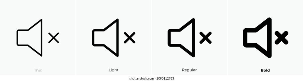 speaker simple x icon. Thin, Light Regular And Bold style design isolated on white background