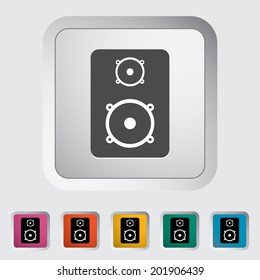 Speaker. Single flat icon on the button. Vector illustration.