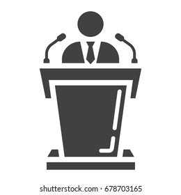 Speaker solid icon, business and tribune, vector graphics, a glyph pattern on a white background, eps 10.