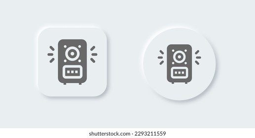 Speaker solid icon in neomorphic design style. Audio signs vector illustration