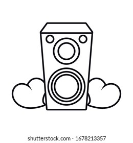 speaker sound audio with hearts love vector illustration design