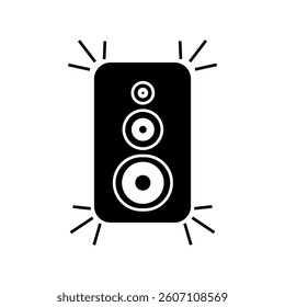 Speaker sound icon. Audio music symbol. Loud volume vector. Bass wave illustration.