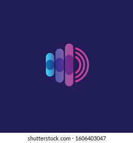 Speaker sound icon and logo in glow and cyberpunk style graphic
