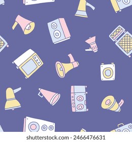 Ilustración vectorial de patrón sin fisuras del megáfono del sonido del altavoz para la impresión, Fondo de pantalla, decoración.