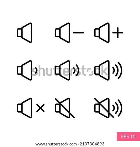 Speaker, Sound, Music or Volume keys vector icons in line style design for website design, app, UI, isolated on white background. Editable stroke. EPS 10 vector illustration.