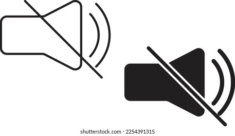 Speaker sound  Mute icon simple trendy flat style line and solid Isolated vector illustration on white background. For apps, logo, websites, symbol , UI, UX, graphic and web design. EPS 10.