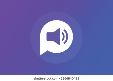 Speaker sound on button with speech bubble vector icon