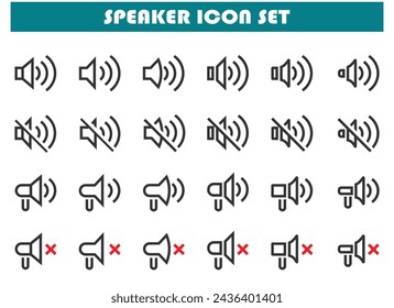 Lautsprecher- und Soundset-Symbol, einfaches Design für grafische Anforderungen, Vektor EPS 10.