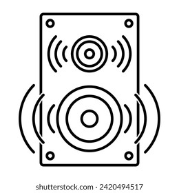 Icono del sistema de sonido del altavoz en diseño de estilo de contorno de moda. Ilustración vectorial aislada en fondo blanco.