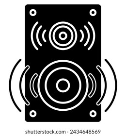 Speaker sound system icon in trendy silhouette style design. Vector illustration isolated on white background.