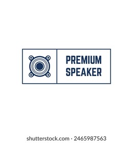 diseño del logotipo del sistema de sonido del altavoz con concepto creativo Vector premium